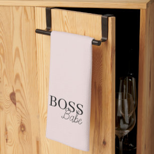 Elegante Roze Boss Babe Keukenhanddoek