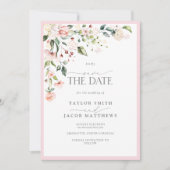 Elegante Roze Botanische Aquarel Save the Date (Voorkant)