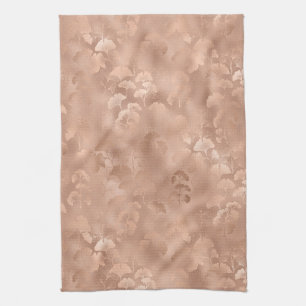 Elegante roze botanische Ginkgo gouden blad afdruk Theedoek
