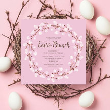 Elegante Roze Botanische Pasen Brunch