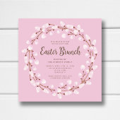 Elegante Roze Botanische Pasen Brunch Kaart