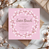 Elegante Roze Botanische Pasen Brunch Kaart