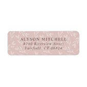 Elegante Roze Botanische Retouradres Etiket (Voorkant)