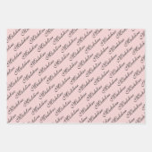 Elegante Roze Bourgogne Bloem Naam Script Inpakpapier Vel (Voorkant 2)