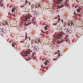 Elegante Roze Bourgogne Bloemen Tissuepapier (Detail)