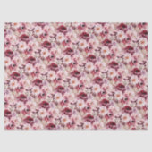 Elegante Roze Bourgogne Bloemen Tissuepapier (Voorkant)
