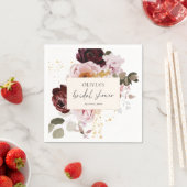 Elegante Roze Bourgogne Bloemige Bruiloft Feest Servet (Insitu)