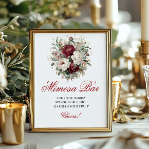Elegante Roze Bourgondië Mimosa Bar 8x10 Bord Goud Poster