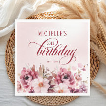 Elegante Roze Bourgondische Bloemen 80ste Verjaard