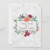 Elegante Roze Bourgondische Coral Floral Wedding Kaart (Achterkant)