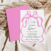 Elegante Roze Bow 1e verjaardag Uitnodiging
