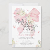Elegante Roze Bow Baby Brunch Baby shower Kaart (Voorkant)