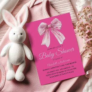 Elegante Roze Bow Baby Meisje Douche - Modern & zo Kaart