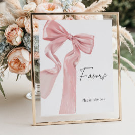 Elegante Roze Bow Baby shower Favors Poster