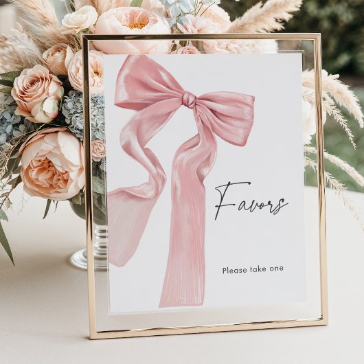 Elegante Roze Bow Baby shower Favors Poster