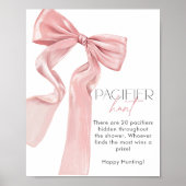 Elegante Roze Bow Baby shower Fopspeen Hunt Poster (Voorkant)