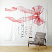 Elegante Roze Bow Baby shower Foto Achtergrond Wandkleed (In Situ (horizontaal))