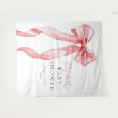 Elegante Roze Bow Baby shower Foto Achtergrond Wandkleed (Voorkant (horizontaal))