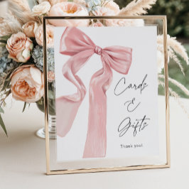 Elegante Roze Bow Baby shower Kaarten en geschenke Poster