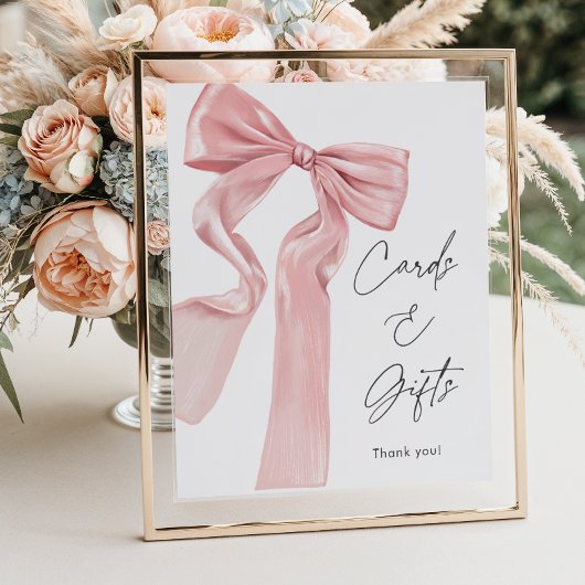 Elegante Roze Bow Baby shower Kaarten en geschenke Poster