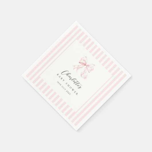 Elegante Roze Bow Baby shower Papier Servet (Hoek)