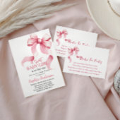 Elegante Roze Bow Baby shower Uitnodiging voor Mei