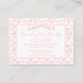 Elegante Roze Bow  Bloemen Boeken voor Baby Informatiekaartje (Voorkant)