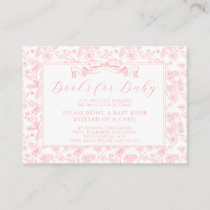 Elegante Roze Bow  Bloemen Boeken voor Baby Informatiekaartje