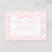 Elegante Roze Bow  Bloemen Luier Raffle Informatiekaartje (Voorkant)
