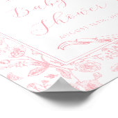Elegante Roze Bow  Bloemen Meisje Baby shower Poster (Hoek)
