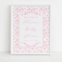 Elegante Roze Bow  Bloemen Meisje Baby shower