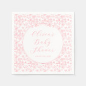 Elegante Roze Bow  Bloemen Meisje Baby shower Servet (Voorkant)