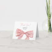 Elegante Roze Bow Coquette Baby shower Bedankkaart (Voorkant)