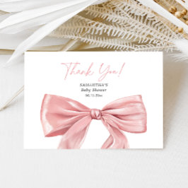 Elegante Roze Bow Coquette Baby shower Bedankkaart