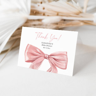 Elegante Roze Bow Coquette Baby shower Bedankkaart