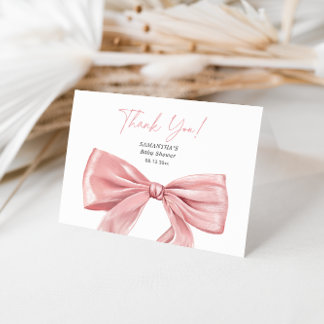 Elegante Roze Bow Coquette Baby shower Bedankkaart