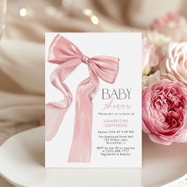 Elegante Roze Bow Coquette Baby shower Kaart