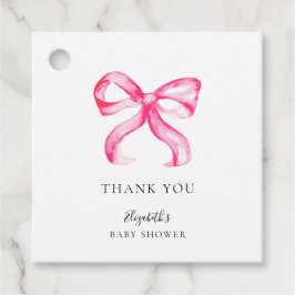 Elegante Roze Bow Coquette Baby shower Minimal Bedankjes Labels