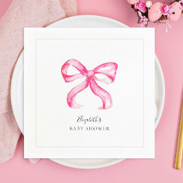 Elegante Roze Bow Coquette Baby shower Minimal Servet
