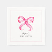 Elegante Roze Bow Coquette Baby shower Minimal Servet (Voorkant)