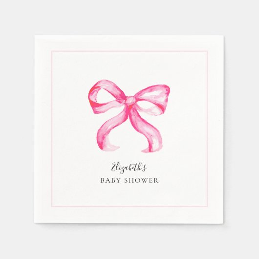 Elegante Roze Bow Coquette Baby shower Minimal Servet (Voorkant)