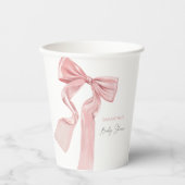 Elegante Roze Bow Coquette Baby shower Papieren Bekers (Voorkant)