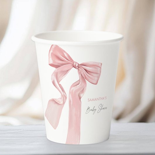 Elegante Roze Bow Coquette Baby shower Papieren Bekers
