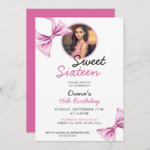 Elegante Roze Bow Coquette Foto Sweet 16 Verjaarda