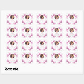 Elegante Roze Bow Coquette Foto Sweet 16 Verjaarda Vierkante Sticker (Vel)