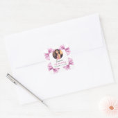Elegante Roze Bow Coquette Foto Sweet 16 Verjaarda Vierkante Sticker (Envelop)