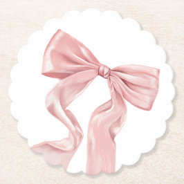 Elegante Roze Bow Coquette Kartonnen Onderzetters