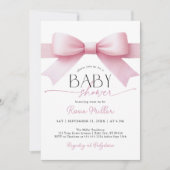 Elegante Roze Bow Coquette Meisje Baby shower Kaart (Voorkant)