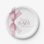 Elegante Roze Bow Coquette Meisje Baby shower Papieren Bordje (Voorkant)