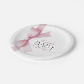 Elegante Roze Bow Coquette Meisje Baby shower Papieren Bordje (Gekanteld)